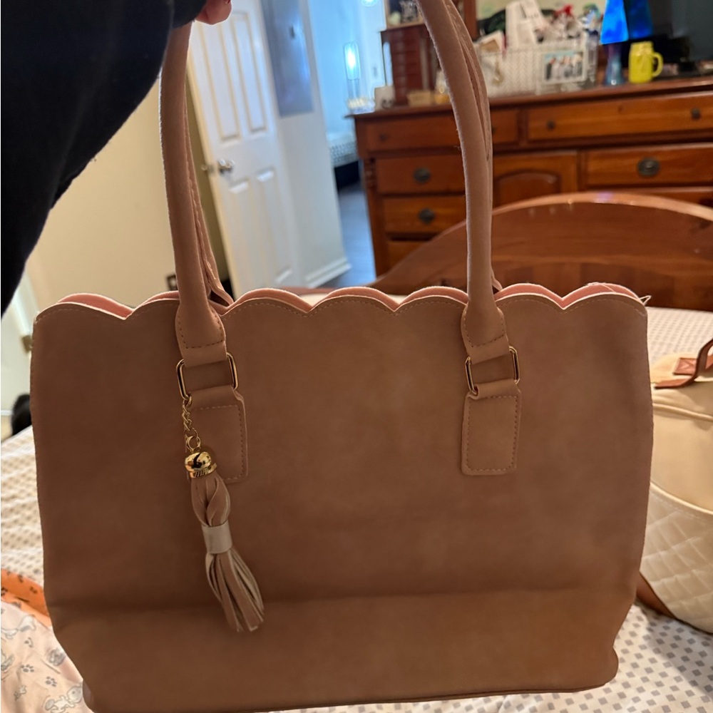 Pink Suede Tote Bag